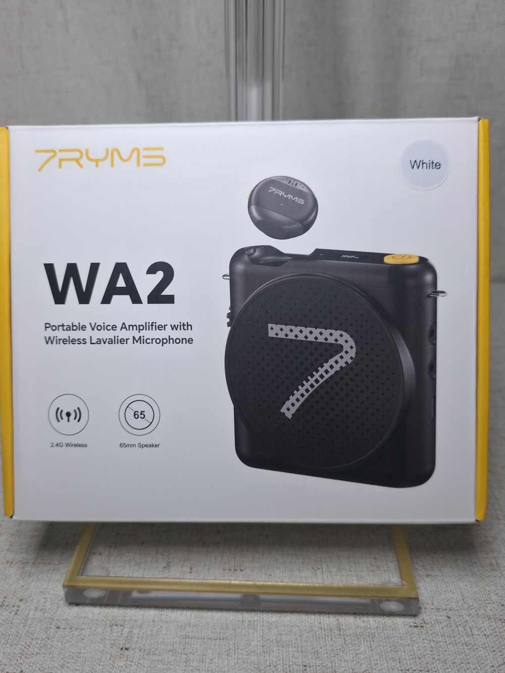 WA2 White Portable Voice Amplifier with Wireless Lavalier Microphone